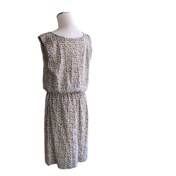 LOFT Blue & Cream Print Pullover Dress, Size M - Picture 5 of 8